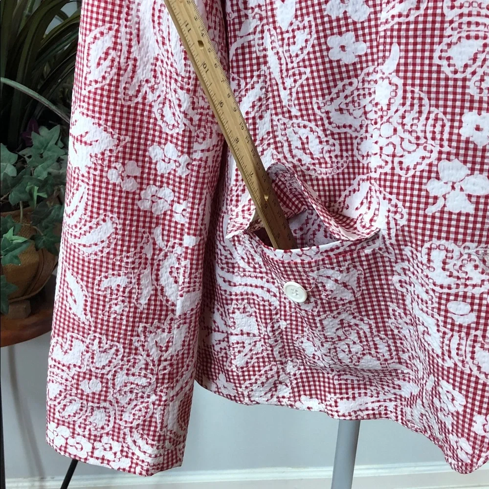 Joni B. Elegant Pink Floral Women's Blazer‎ 2 Flap Pocket 3 Buttons Collared